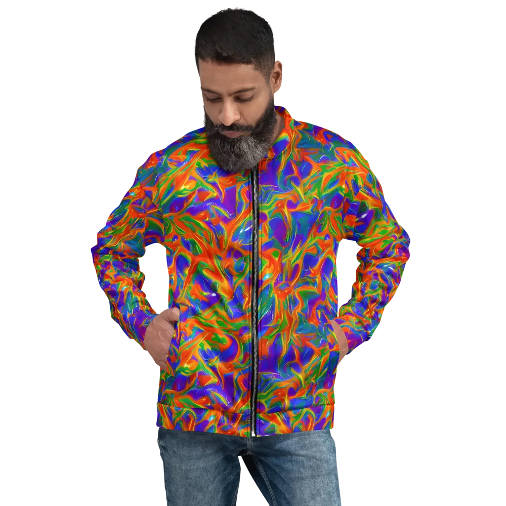 Blue Ember Ribbons on Bomber Jacket — Front