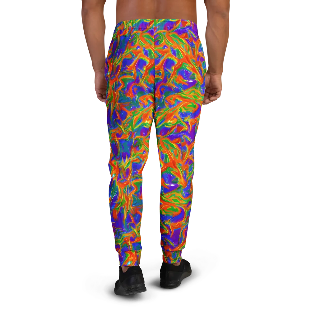 Blue Ember Ribbons on Men's Joggers — Back