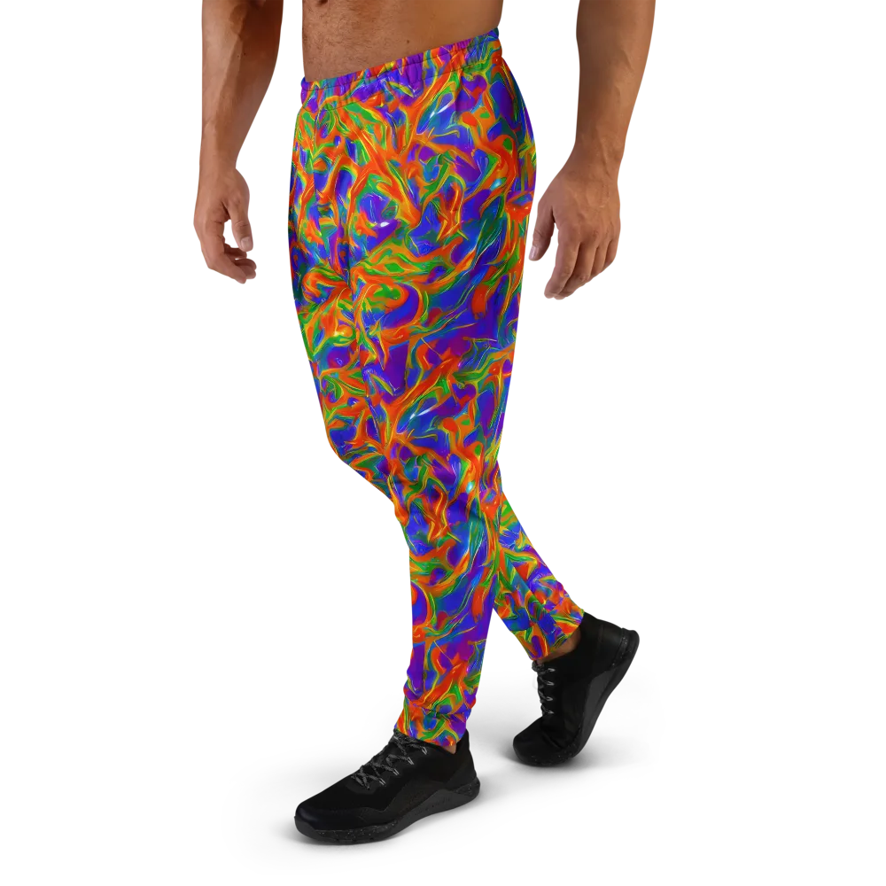 Blue Ember Ribbons on Men's Joggers — Left