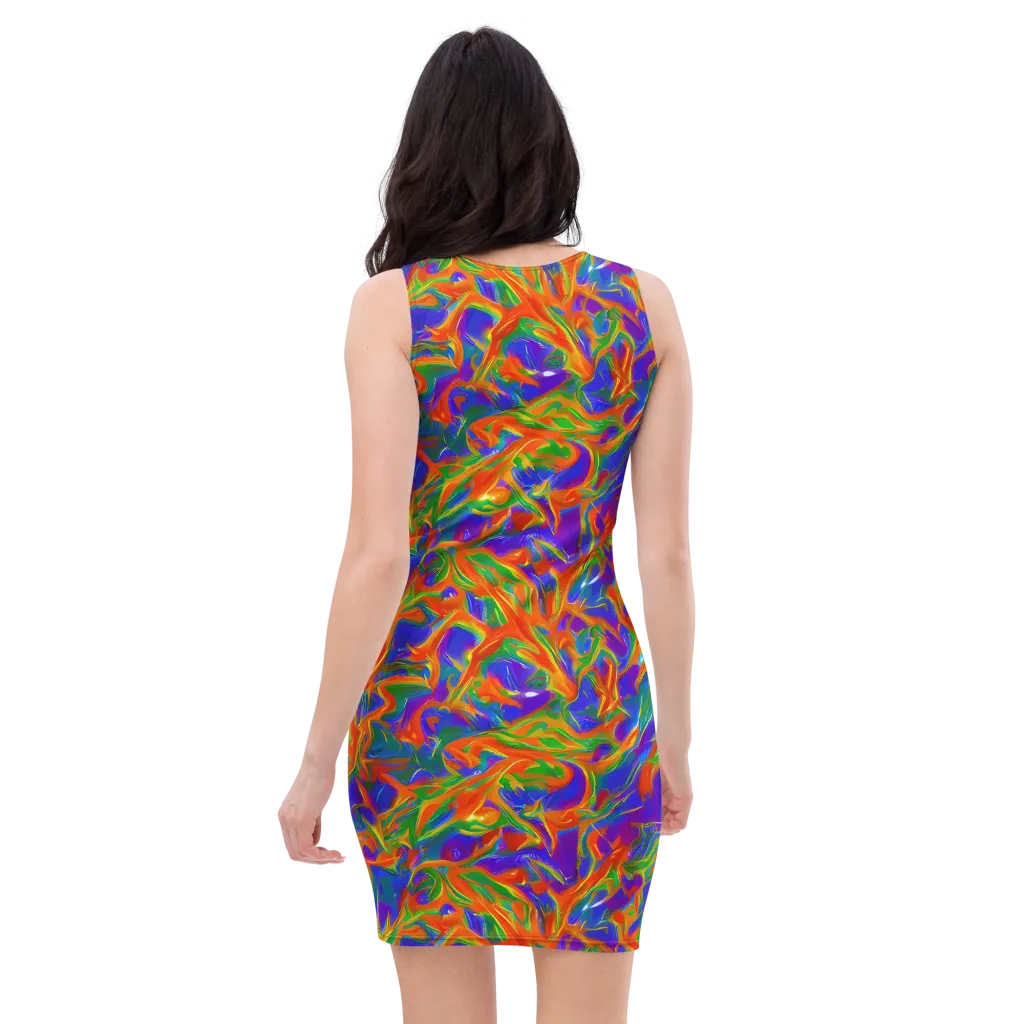 Blue Ember Ribbons on Bodycon Dress — Back