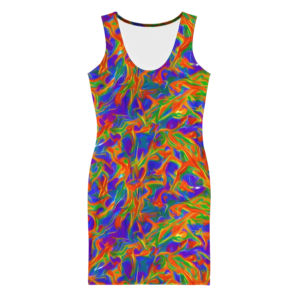 Blue Ember Ribbons on Bodycon Dress — Front