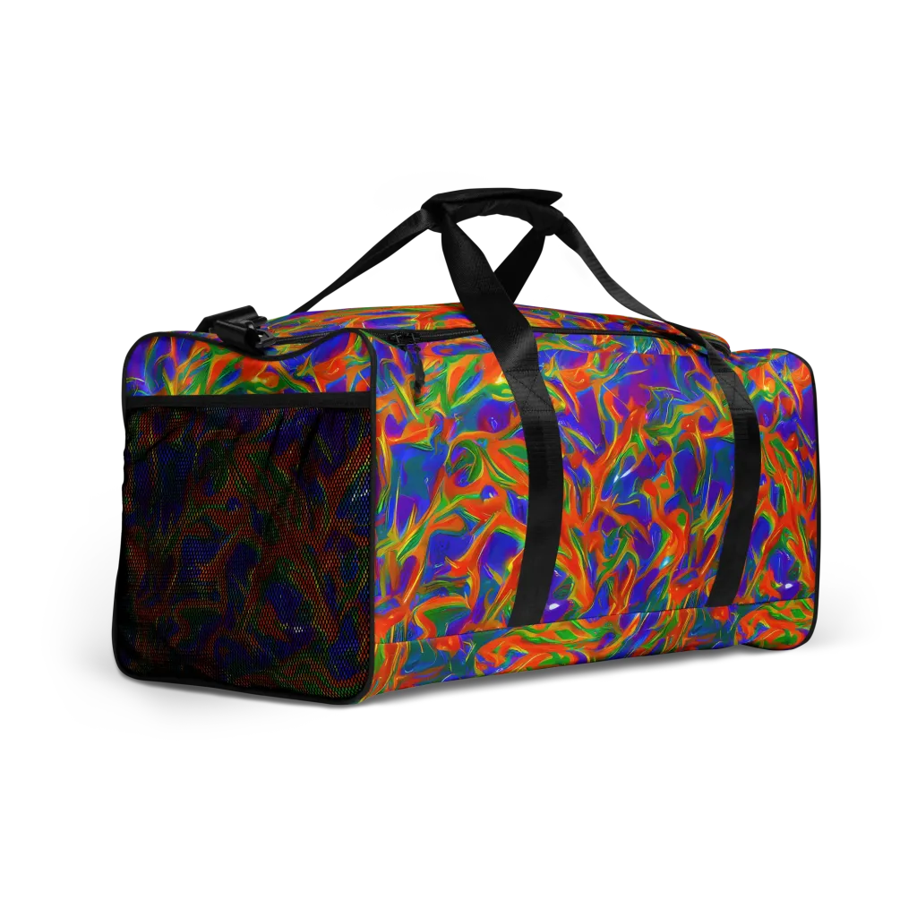 Blue Ember Ribbons on Duffle Bag — Right Front