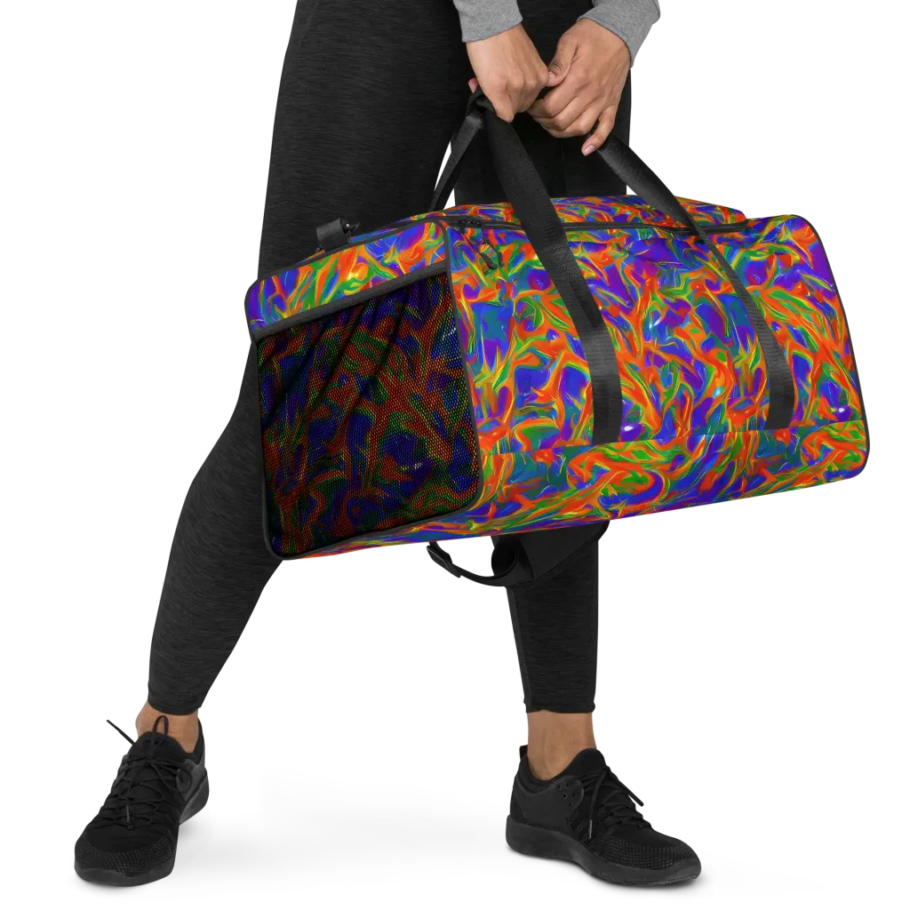 Blue Ember Ribbons on Duffle Bag — Right Front
