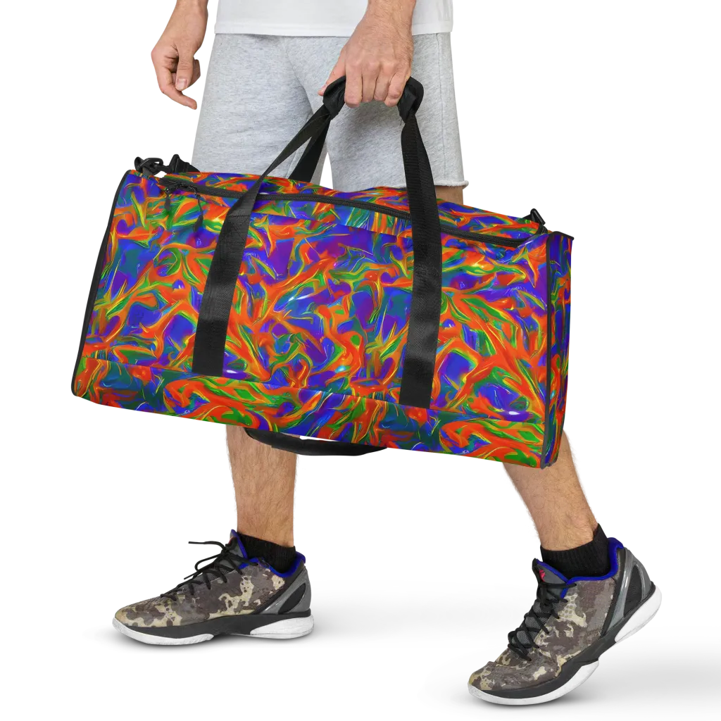 Blue Ember Ribbons on Duffle Bag — Front