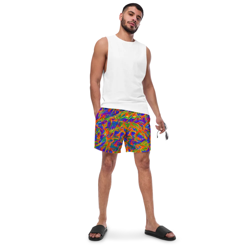 Blue Ember Ribbons on Swim Trunks — Front