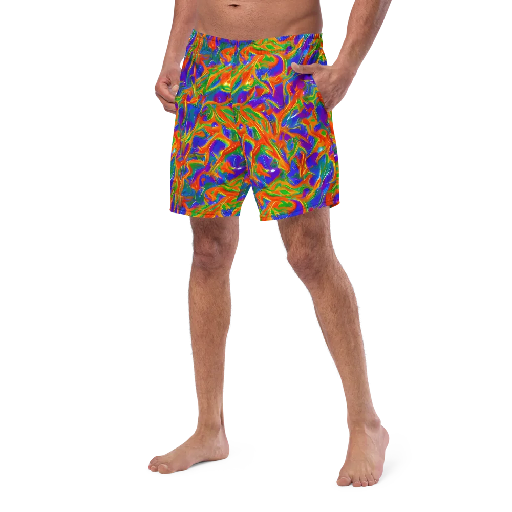 Blue Ember Ribbons on Swim Trunks — Left Front