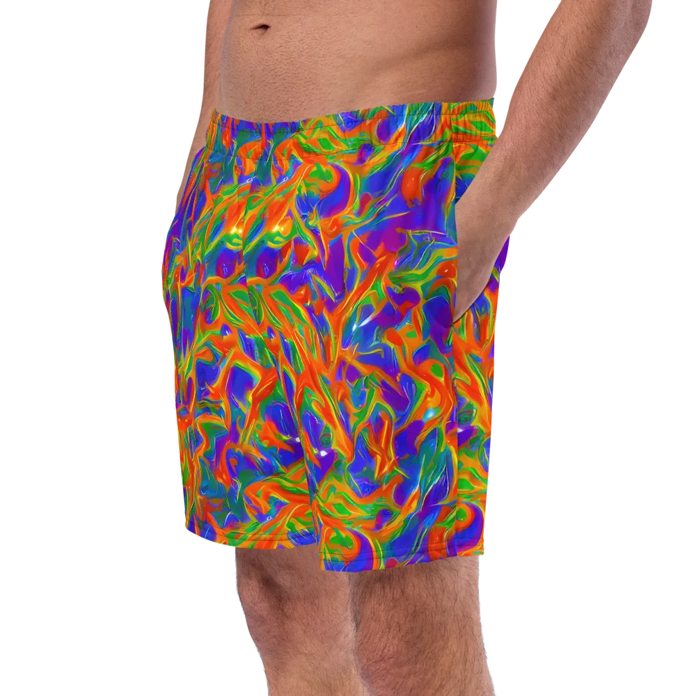 Blue Ember Ribbons on Swim Trunks — Left Front