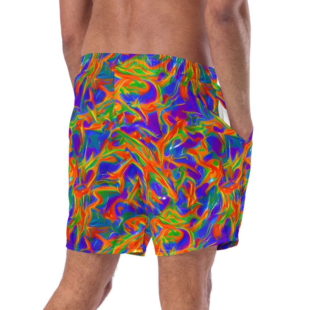 Blue Ember Ribbons on Swim Trunks — Right Back