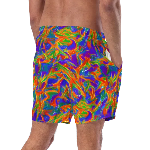 Blue Ember Ribbons on a Swim Trunks