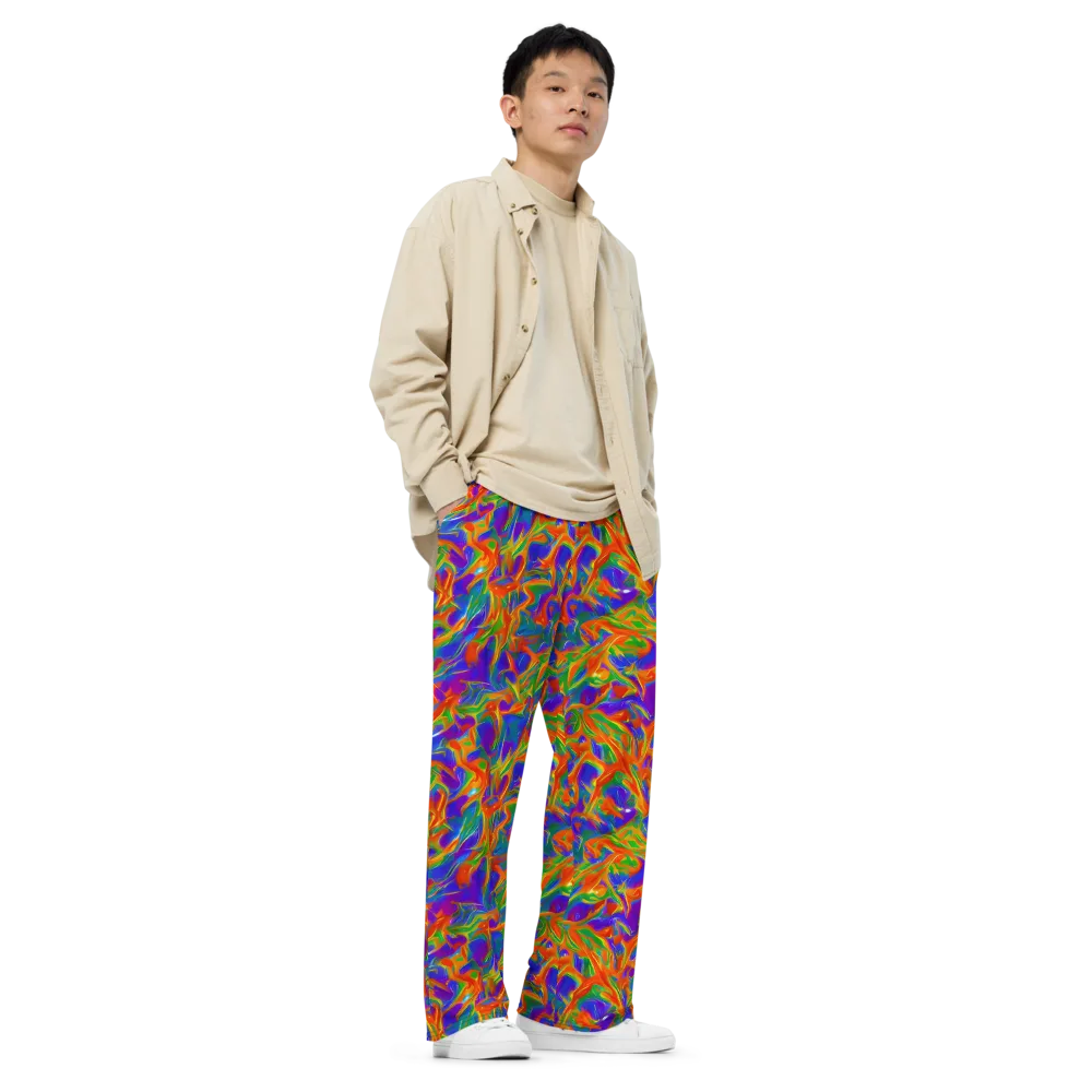 Blue Ember Ribbons on Wide-Leg Pants — Right Front