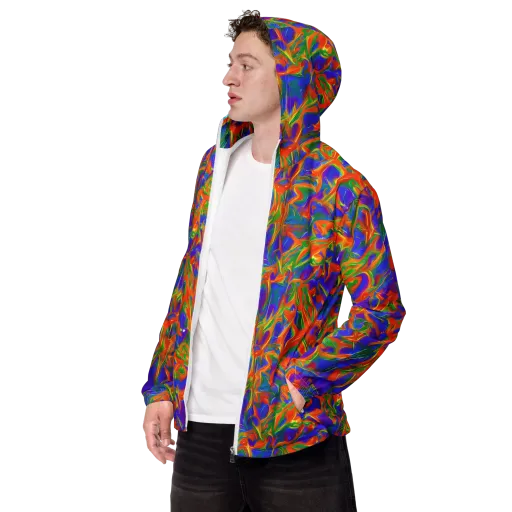 Blue Ember Ribbons on a Men's Windbreaker