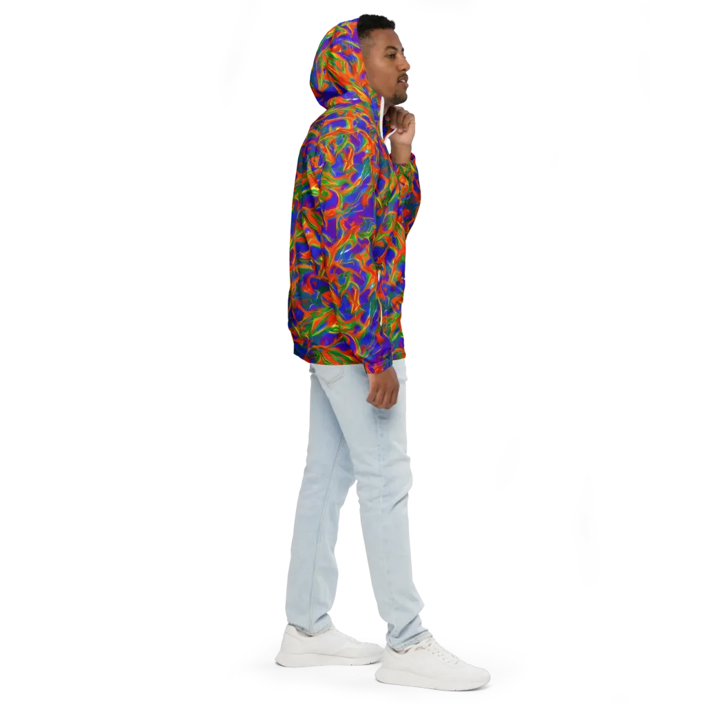 Blue Ember Ribbons on Men's Windbreaker — Right