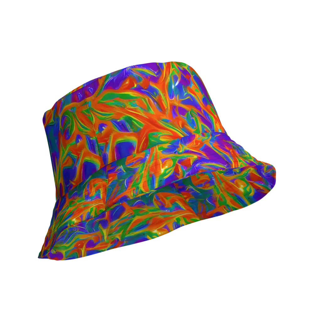 Blue Ember Ribbons on Reversible Bucket Hat — Product details Outside