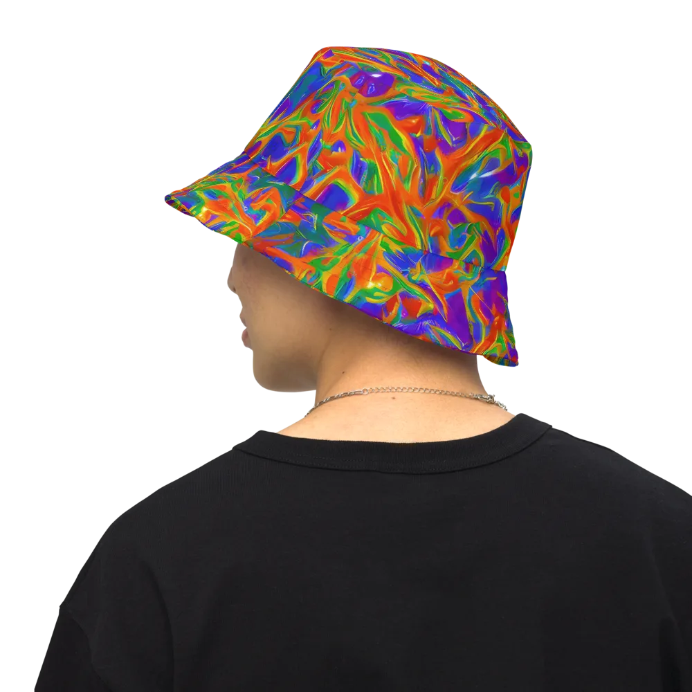 Blue Ember Ribbons on Reversible Bucket Hat — Back Inside