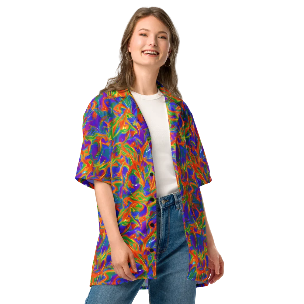 Blue Ember Ribbons on Button Shirt — Front