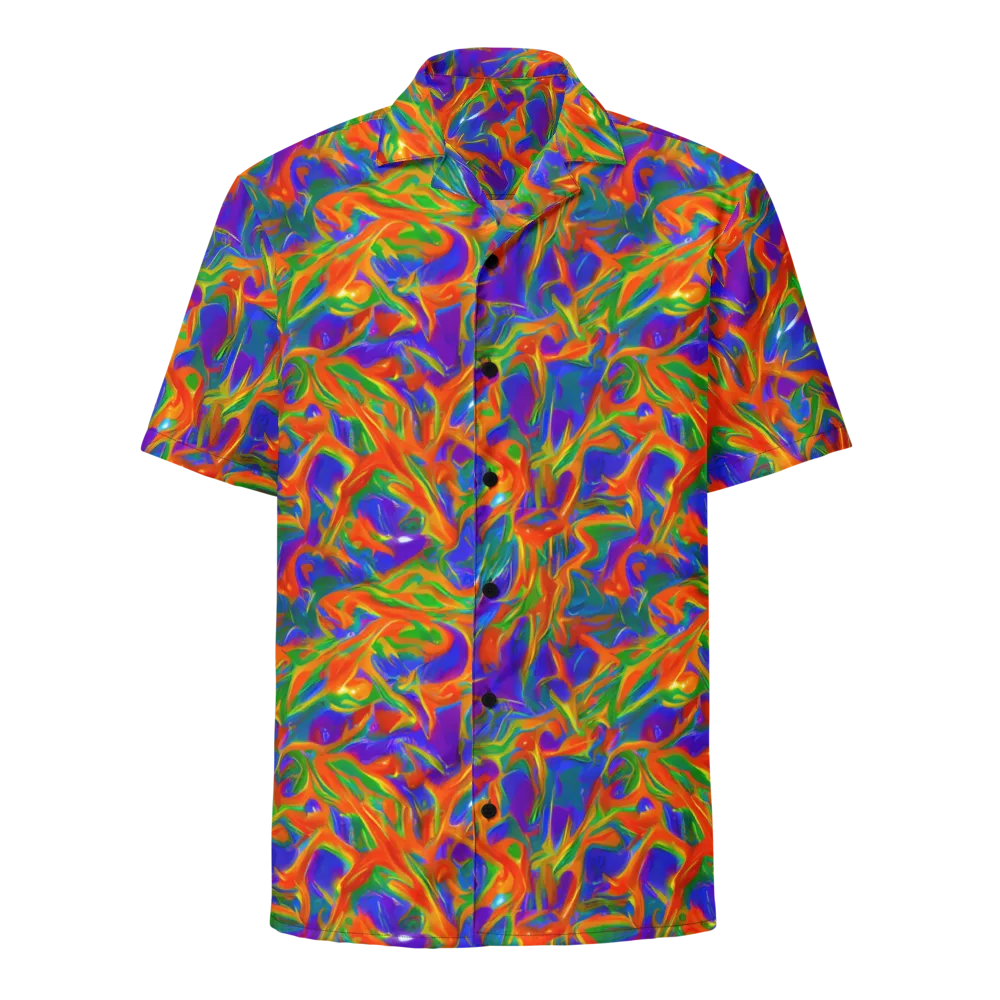 Blue Ember Ribbons on Button Shirt — Front