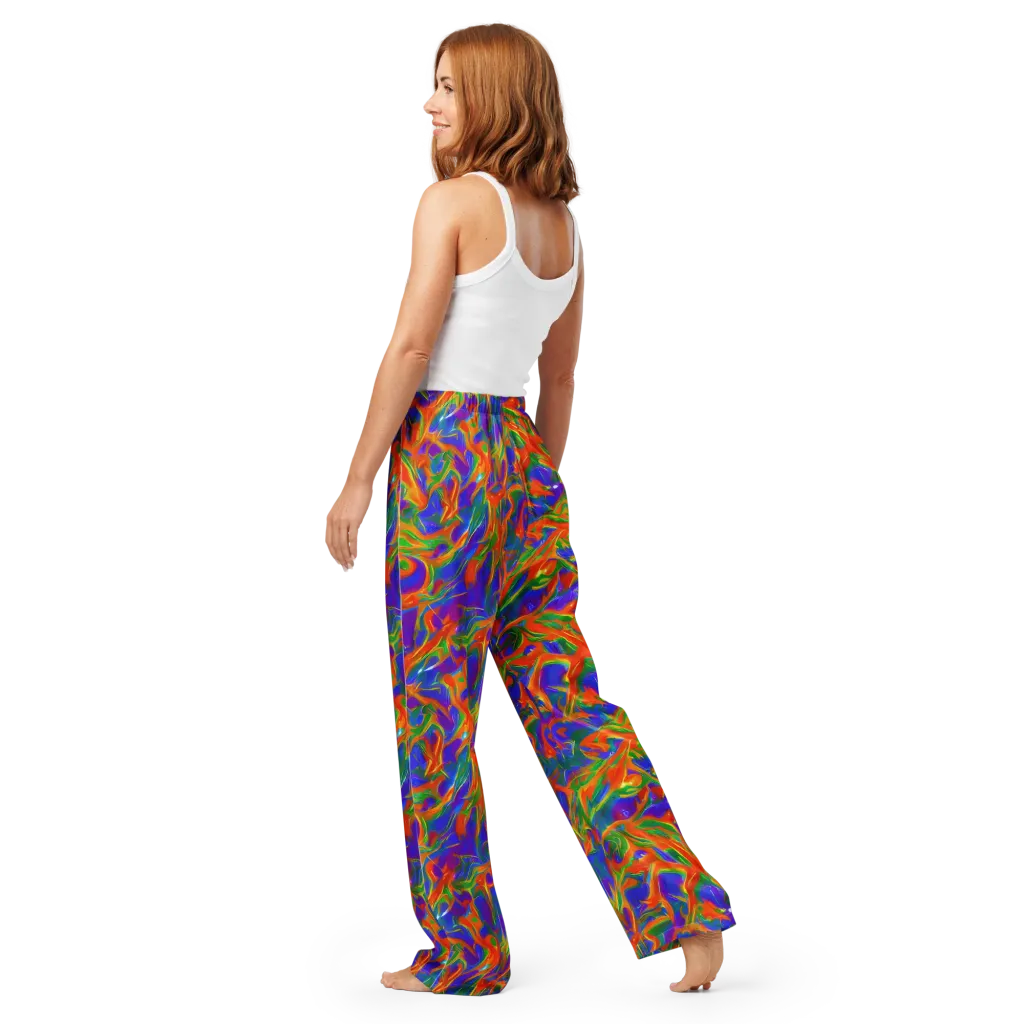 Blue Ember Ribbons on Women's Pajama Pants — Back