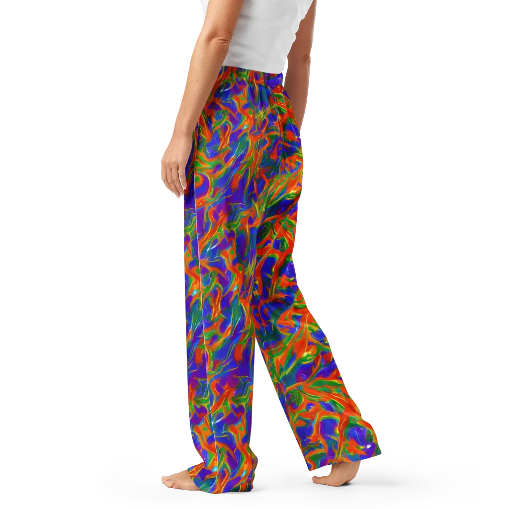 Blue Ember Ribbons on Women's Pajama Pants — Left