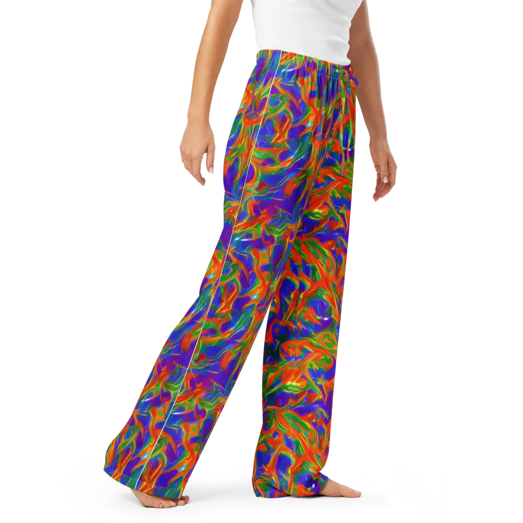 Blue Ember Ribbons on Women's Pajama Pants — Right Front