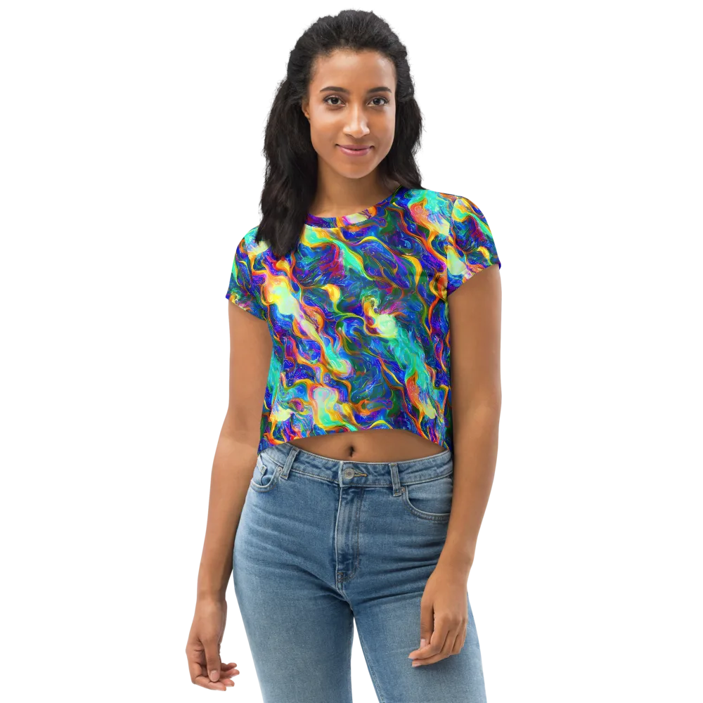 Mango Glasshouse on Crop Tee — Front