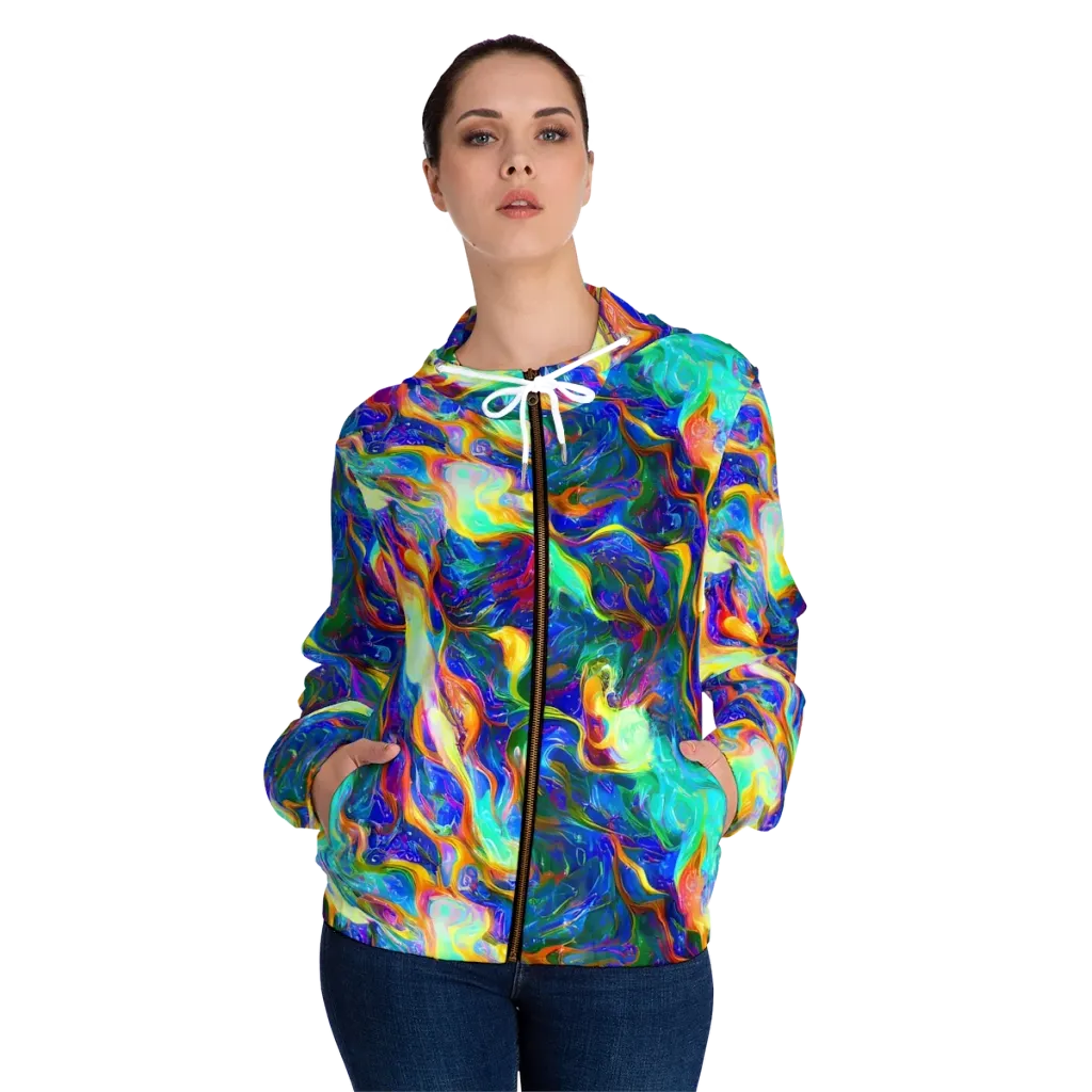 Mango Glasshouse on Women's Full-Zip Hoodie — Front On Person