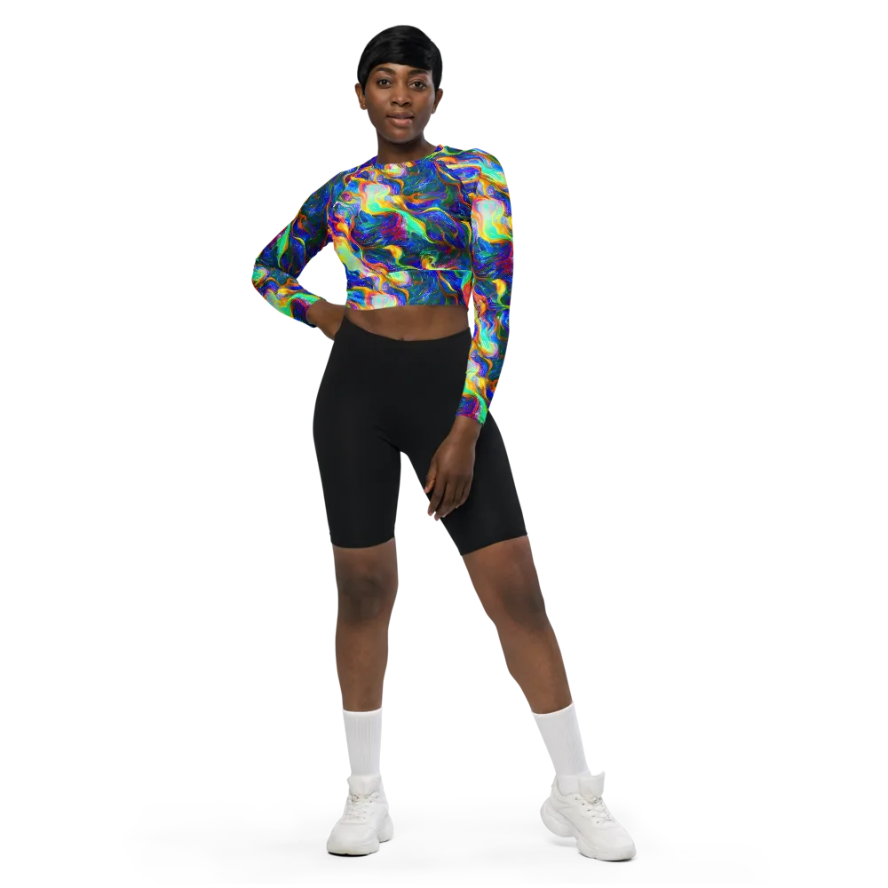 Mango Glasshouse on Long Sleeve Crop Top — Front
