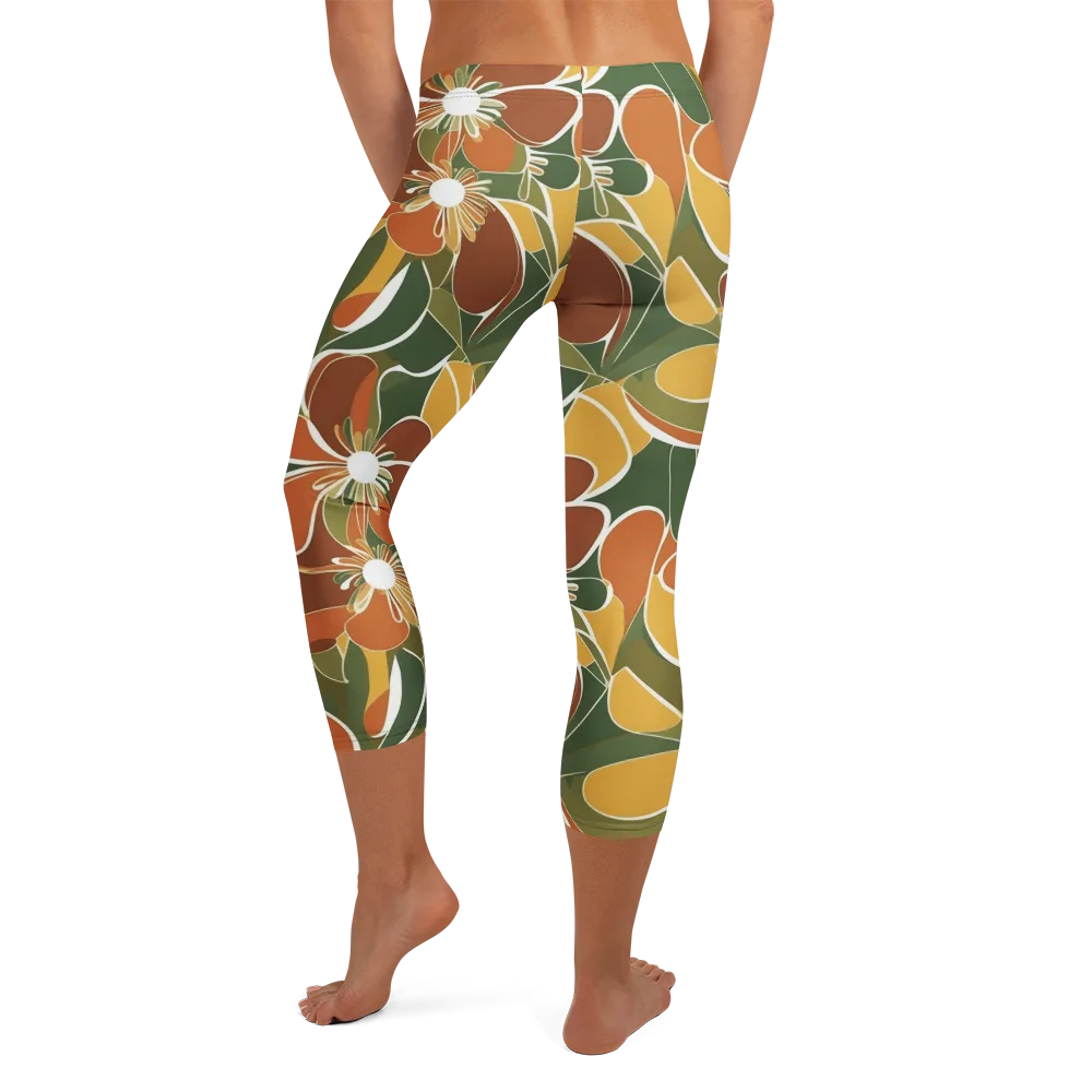 Autumn Bloom on Capri Leggings — Back