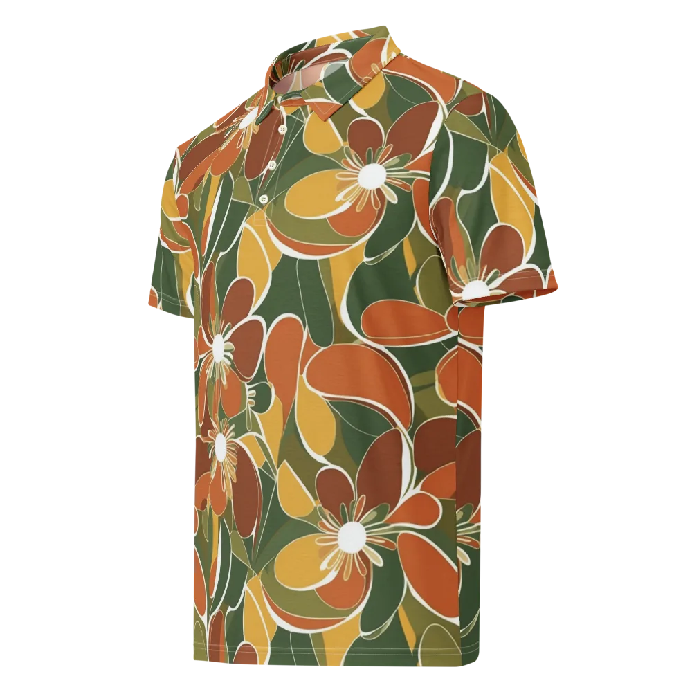 Autumn Bloom on Men's Slim Fit Polo Shirt — Left Front