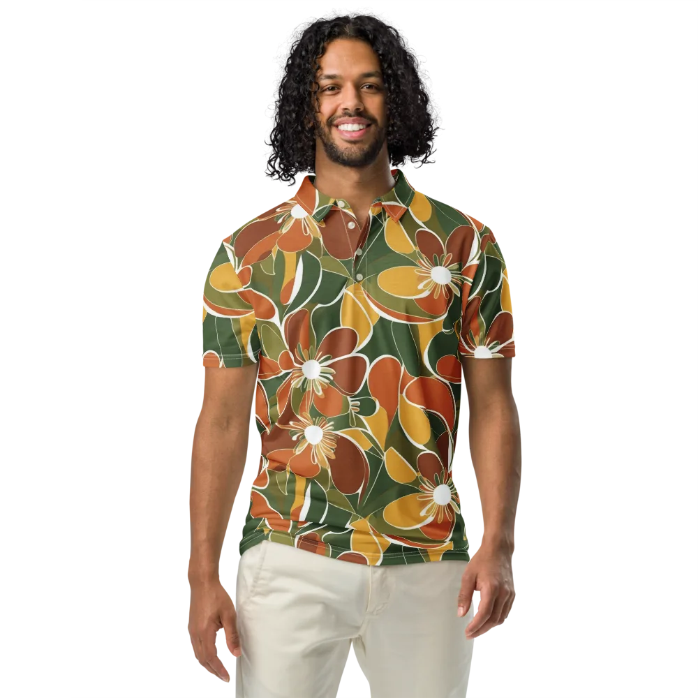 Autumn Bloom on Men's Slim Fit Polo Shirt — Front