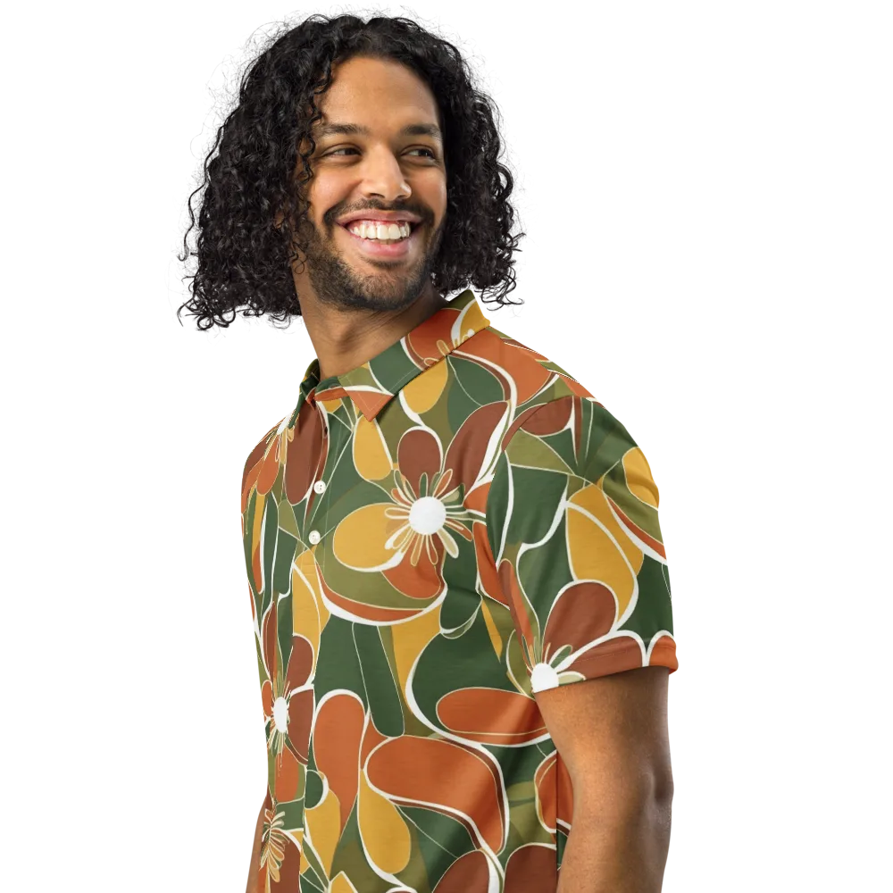 Autumn Bloom on Men's Slim Fit Polo Shirt — Left Front