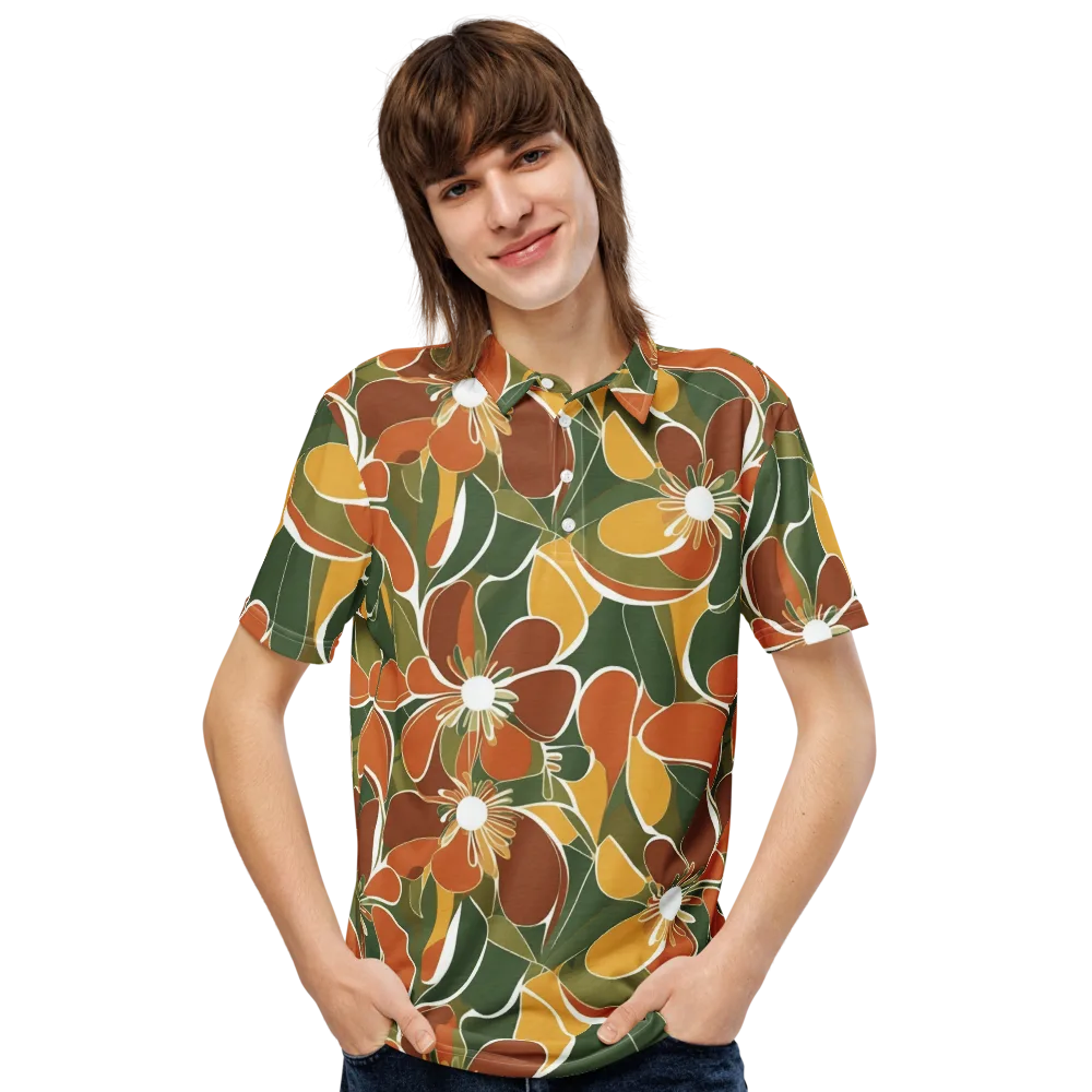 Autumn Bloom on Men's Slim Fit Polo Shirt — Front