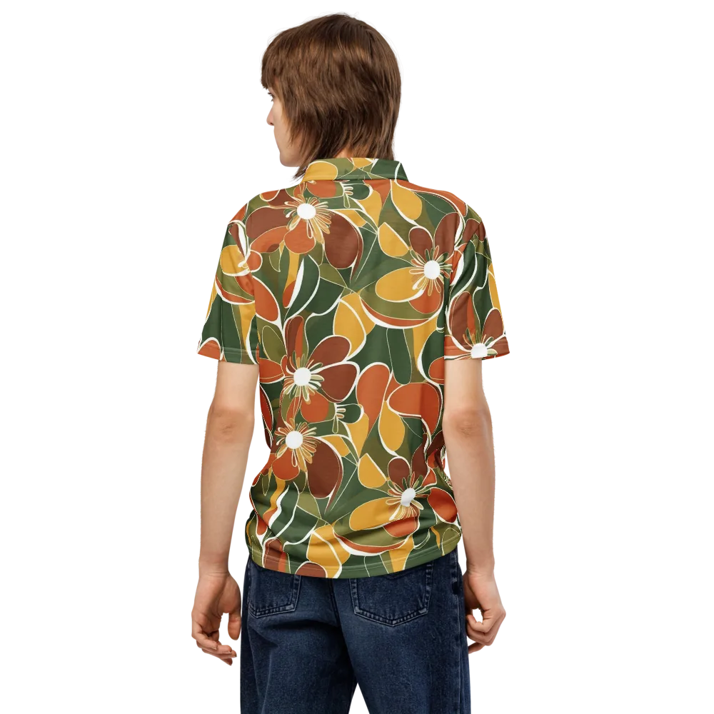 Autumn Bloom on Men's Slim Fit Polo Shirt — Back