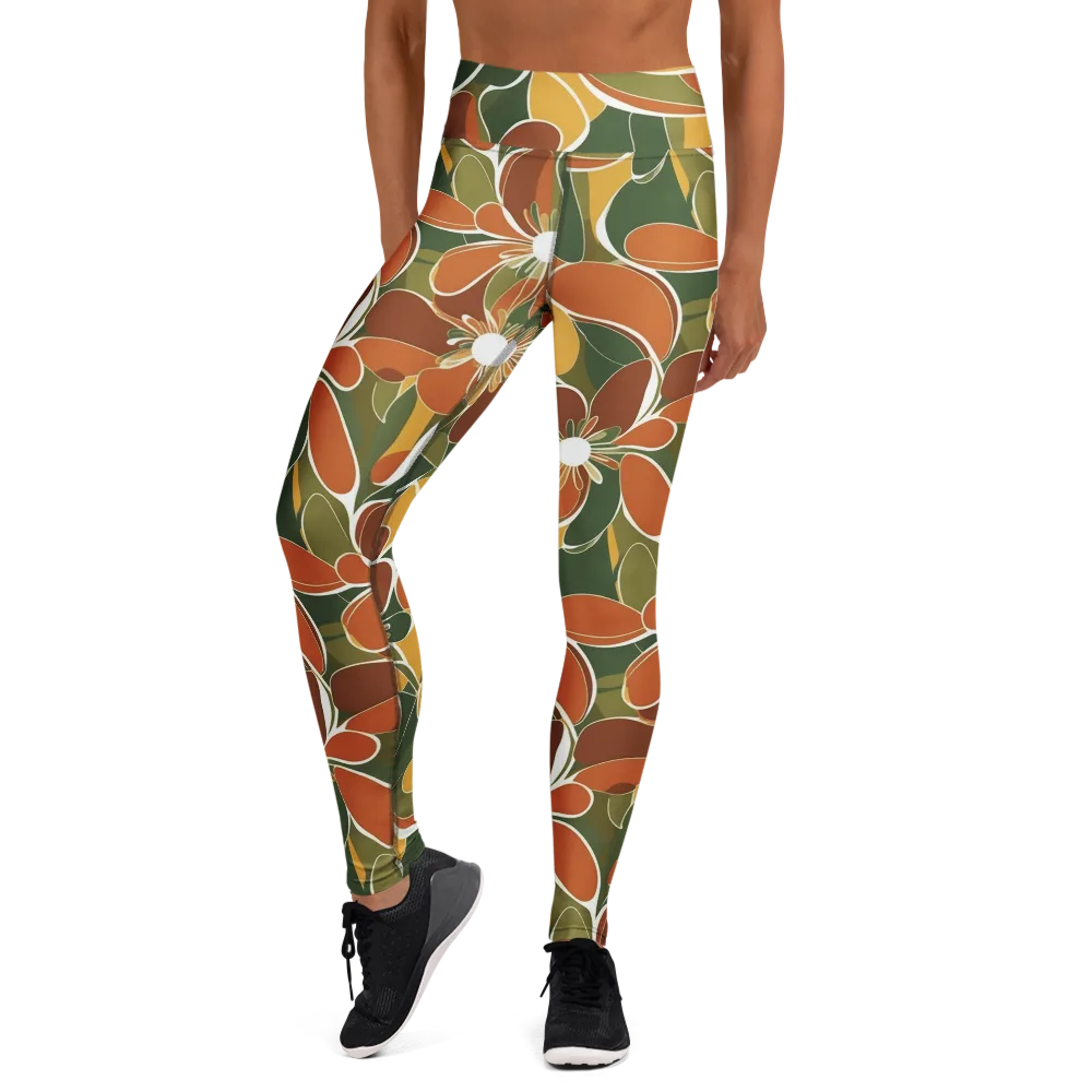Autumn Bloom on Yoga Leggings — Front