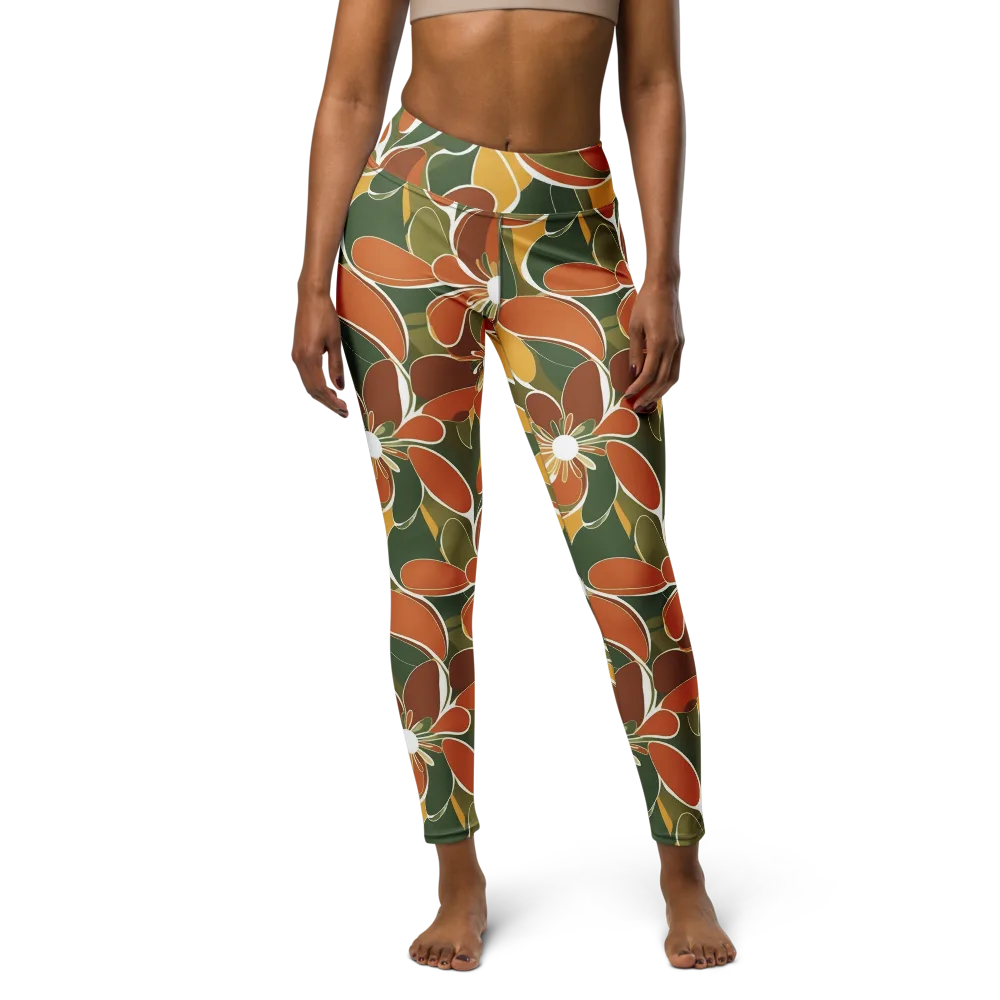 Autumn Bloom on Yoga Leggings — Front