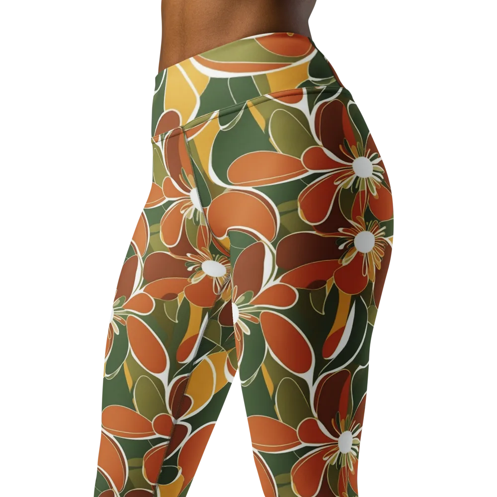 Autumn Bloom on Yoga Leggings — Left Front