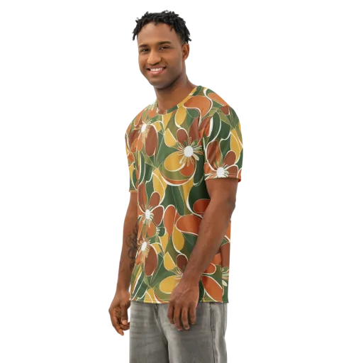 Autumn Bloom on a Men's Cotton Crew Neck T-Shirt