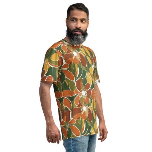 Autumn Bloom on a Men's Crew Neck T-Shirt
