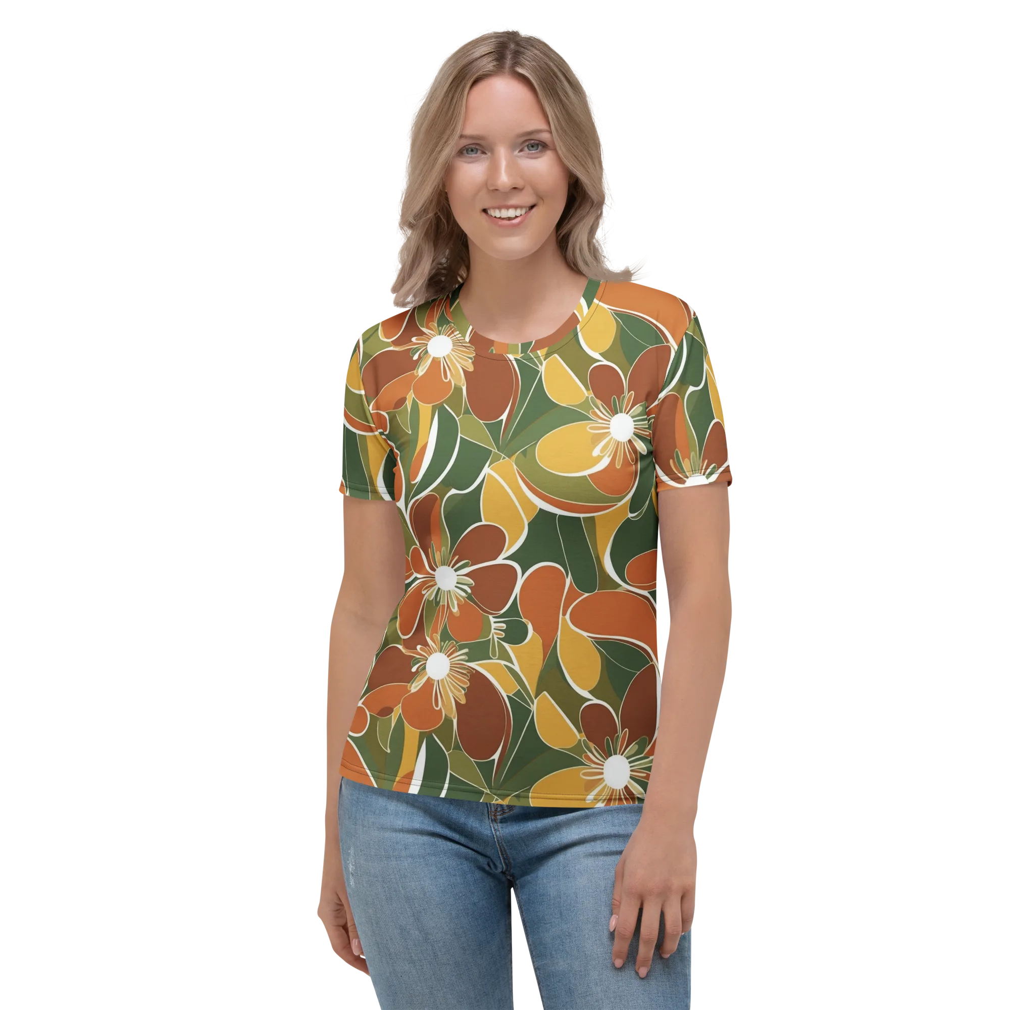 Autumn Bloom on Women's Crew Neck T-Shirt — Front