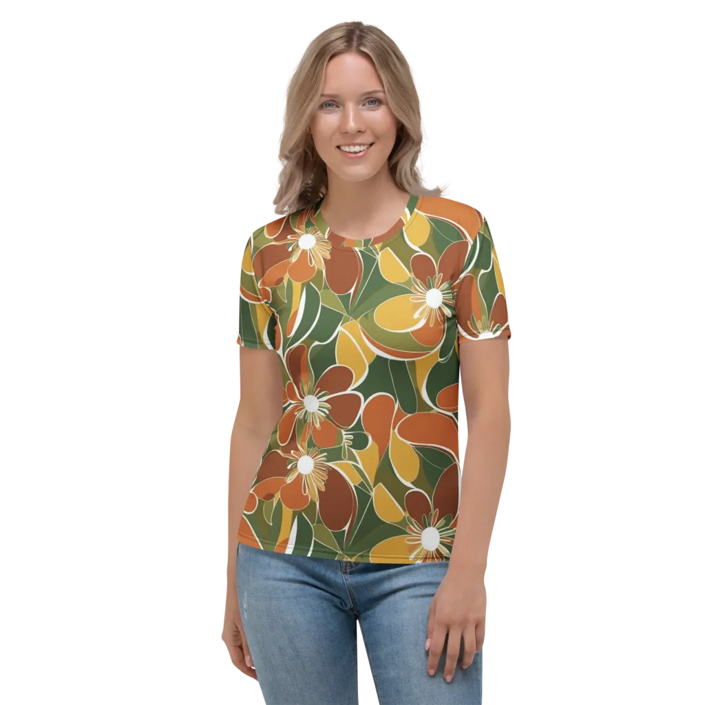 Autumn Bloom on Women's Crew Neck T-Shirt — Front