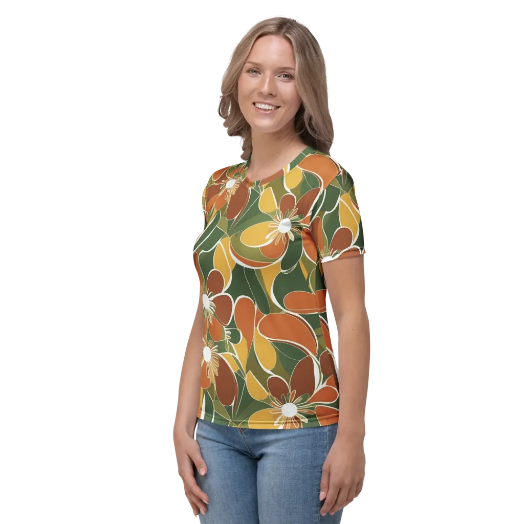 Autumn Bloom on Women's Crew Neck T-Shirt — Left