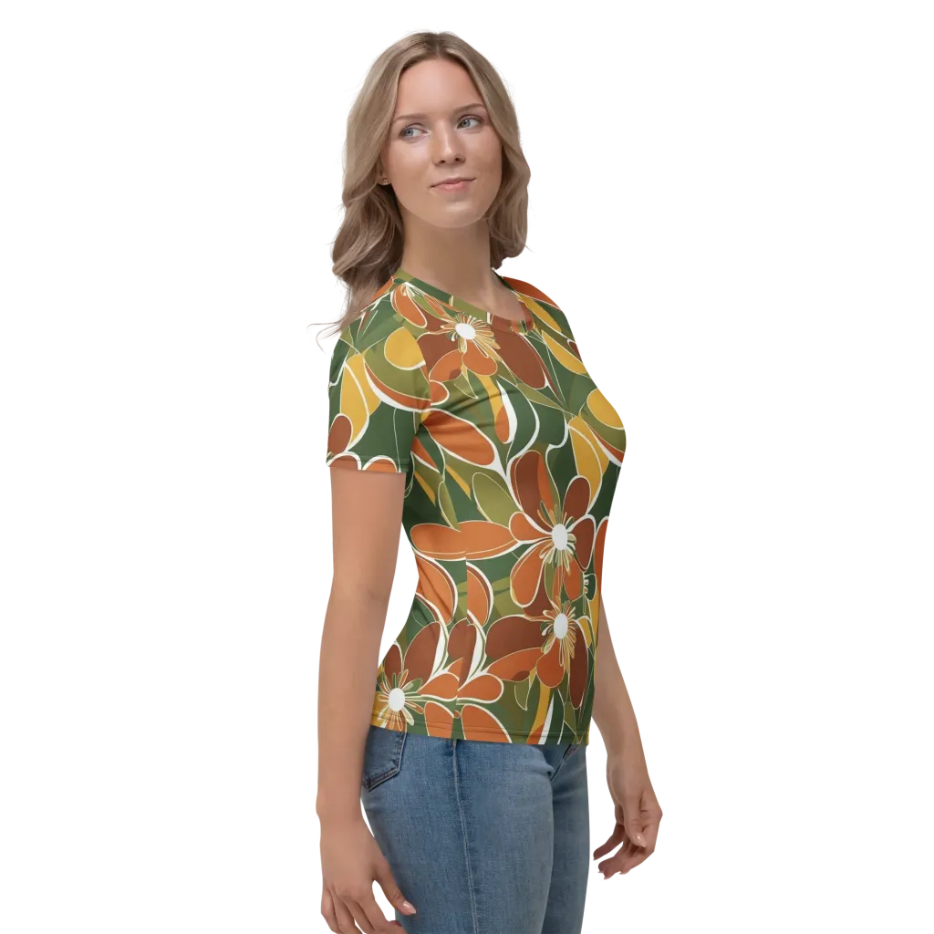 Autumn Bloom on Women's Crew Neck T-Shirt — Right