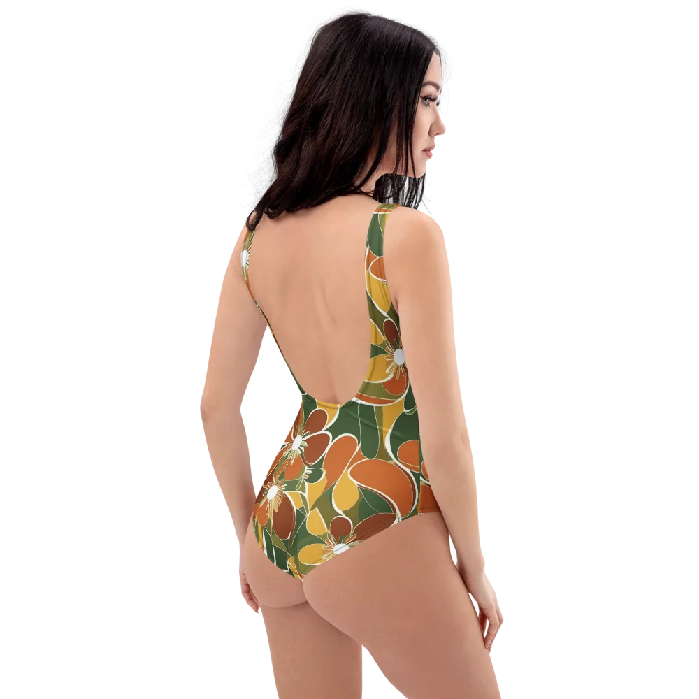 Autumn Bloom on One-Piece Swimsuit — Right Back