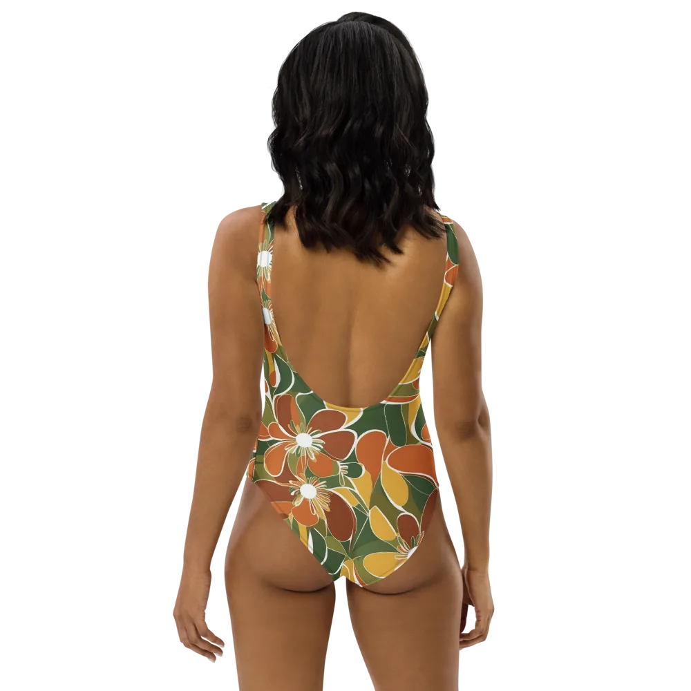 Autumn Bloom on One-Piece Swimsuit — Back