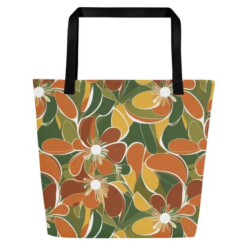 Autumn Bloom on a Large Tote Bag W/ Pocket