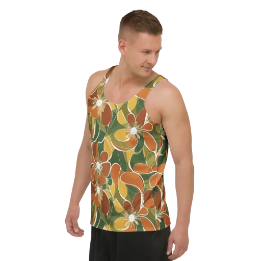 Autumn Bloom on a Men's Tank Top