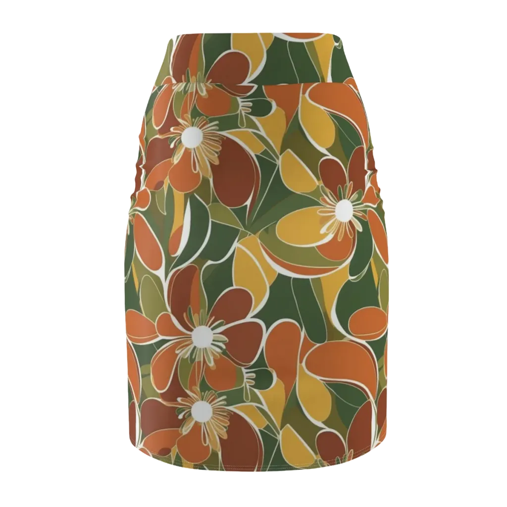 Autumn Bloom on Pencil Skirt — Back