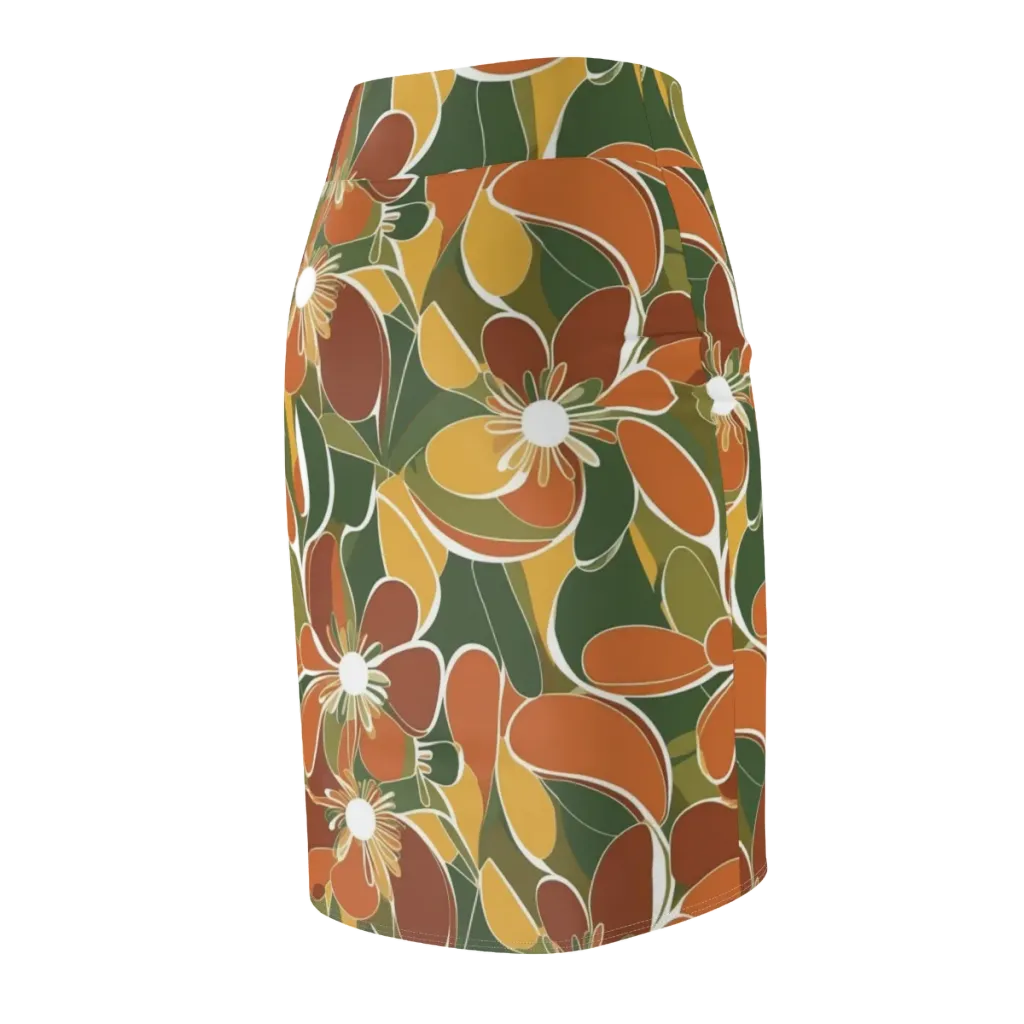 Autumn Bloom on Pencil Skirt — Back Side