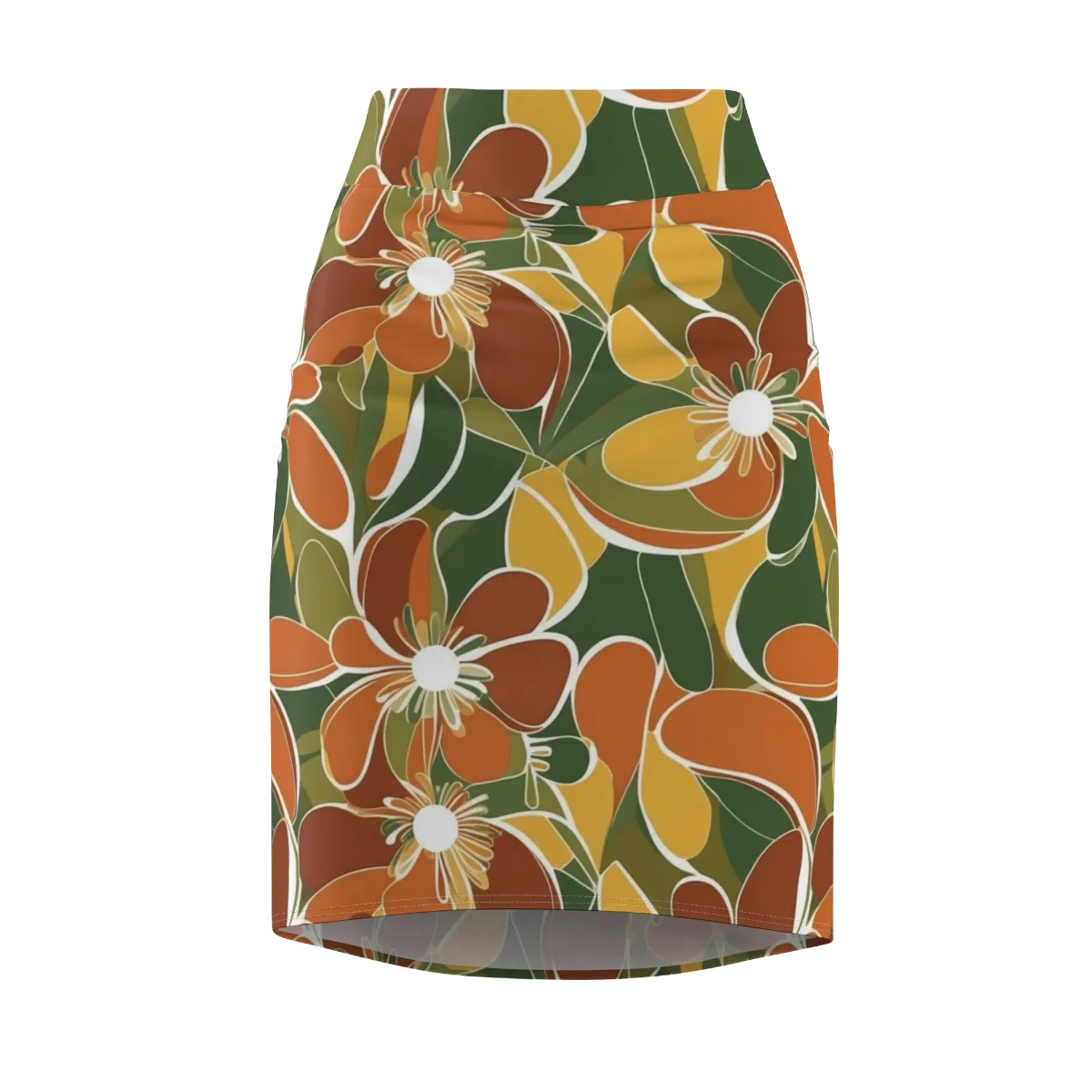 Autumn Bloom on Pencil Skirt — Front
