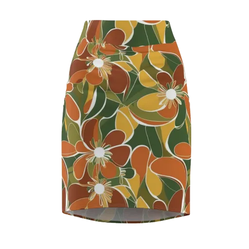 Autumn Bloom on a Pencil Skirt