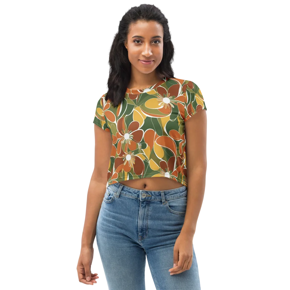 Autumn Bloom on Crop Tee — Front